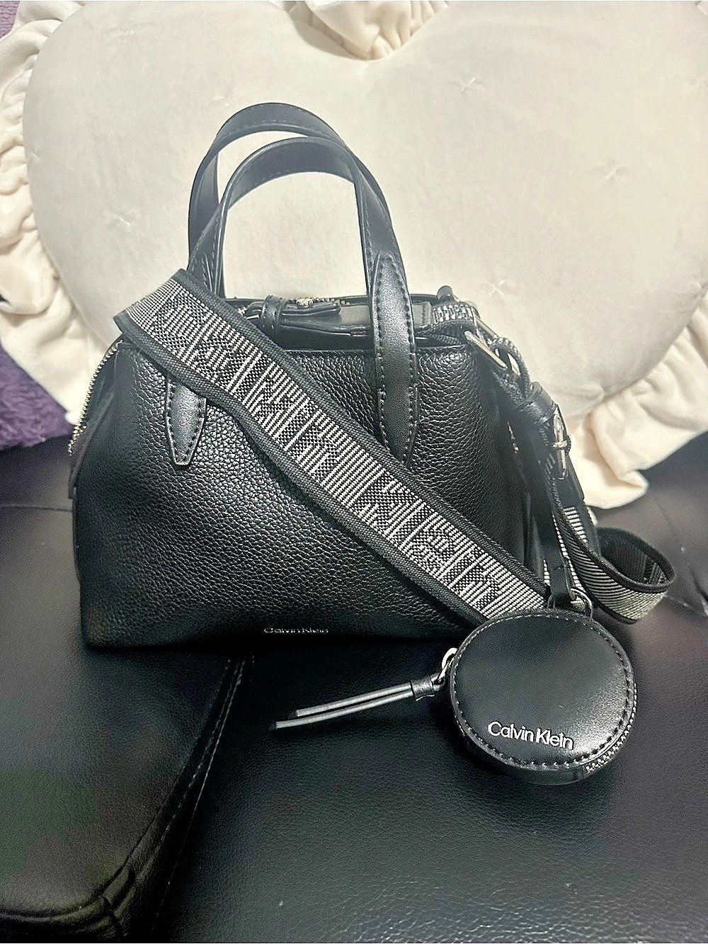 Calvin Klein Black Satchel with Crossbody Strap Like New